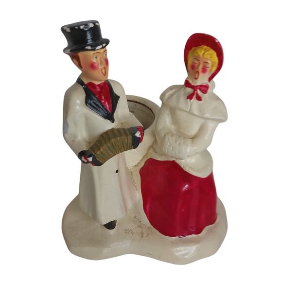 Vintage Shafford Christmas Carolers Ceramic Planter Decoration READ AS IS - Picture 1 of 12
